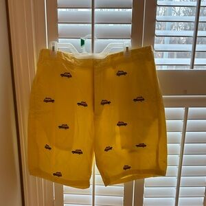Castaway Bright Yellow Shorts with Car Design